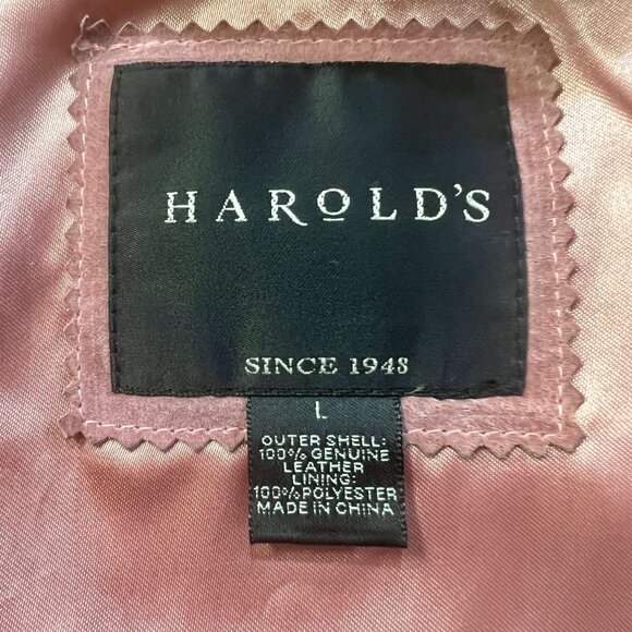 Harold's Vintage Genuine Leather Jacket Button Down Long Sleeve Blazer Collared - Picture 10 of 10